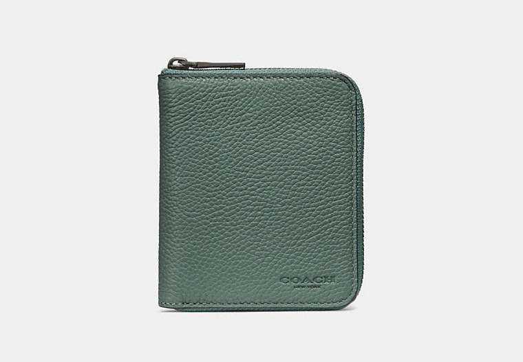 COACH®,SMALL ZIP AROUND WALLET,Leather,Agate,Front View