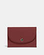 COACH®,SNAP CARD CASE IN COLORBLOCK,Pebbled Leather,RED CURRANT,Front View