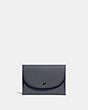 COACH®,SNAP CARD CASE IN COLORBLOCK,Pebbled Leather,Black/Midnight,Front View
