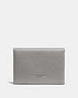 COACH®,SNAP CARD CASE IN COLORBLOCK,Pebbled Leather,Heather Grey/Denim,Back View