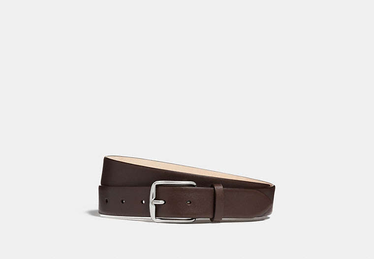 COACH®,HARNESS BUCKLE DRESS BELT, 32MM,Leather,Mahogany brown,Front View