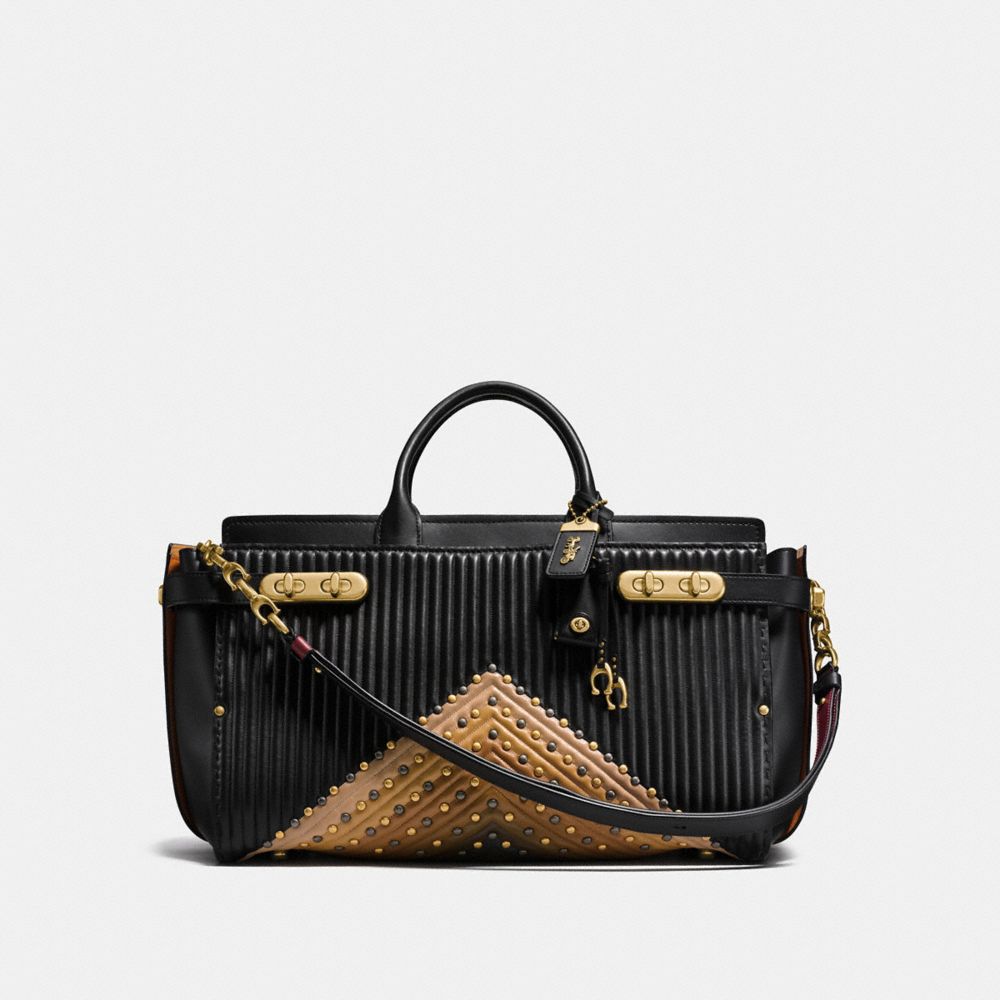 Coach Double Swagger 43 With Colorblock Quilting And Rivets
