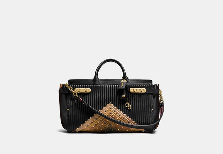 Coach Double Swagger 43 With Colorblock Quilting And Rivets
