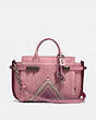 COACH®,COACH DOUBLE SWAGGER WITH COLORBLOCK QUILTING AND RIVETS,Quilted nappa leather,Large,Pewter/Dusty Rose Multi,Front View