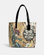COACH®,COACH │ MARVEL TOTE WITH BLACK WIDOW,cotton,Silver/Black Multi,Front View