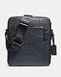 COACH®,METROPOLITAN FLIGHT BAG IN SIGNATURE LEATHER,Leather,Small,Black Antique Nickel/Midnight Navy,Front View