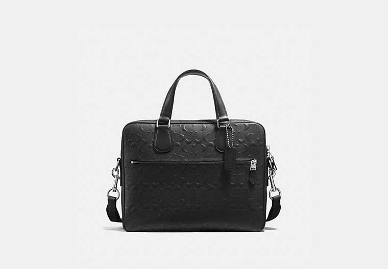 COACH®,HUDSON 5 BAG IN SIGNATURE LEATHER,Leather,Medium,Silver/Black,Front View