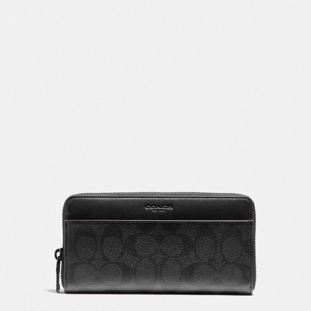 COACH®,ACCORDION WALLET IN SIGNATURE CANVAS,Signature Canvas,Mini,Black/Black/Oxblood,Front View