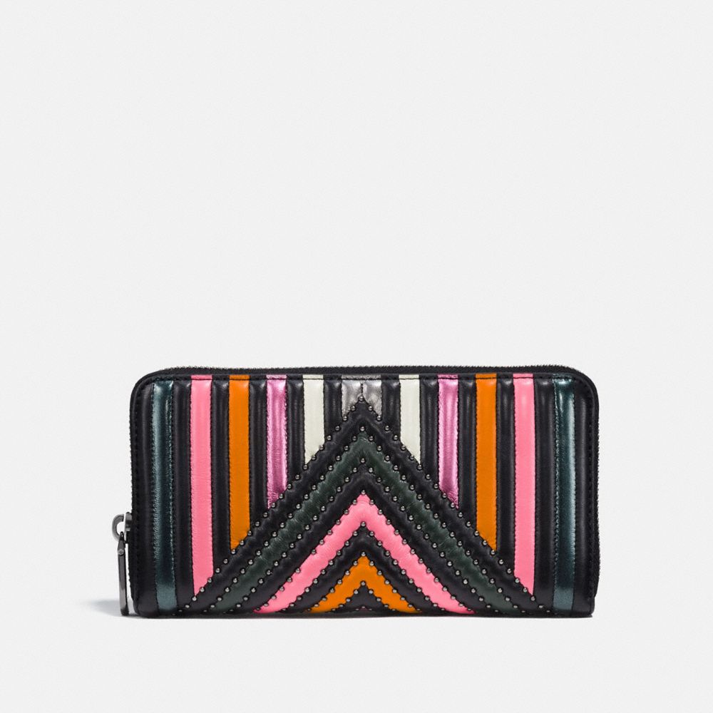 COACH®: Accordion Zip Wallet With Colorblock Quilting And Rivets