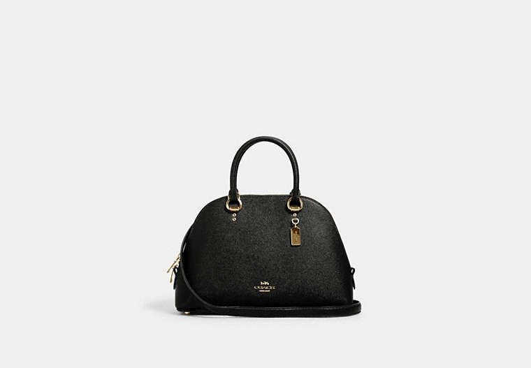 COACH®,KATY SATCHEL,Leather,Large,Gold/Black,Front View