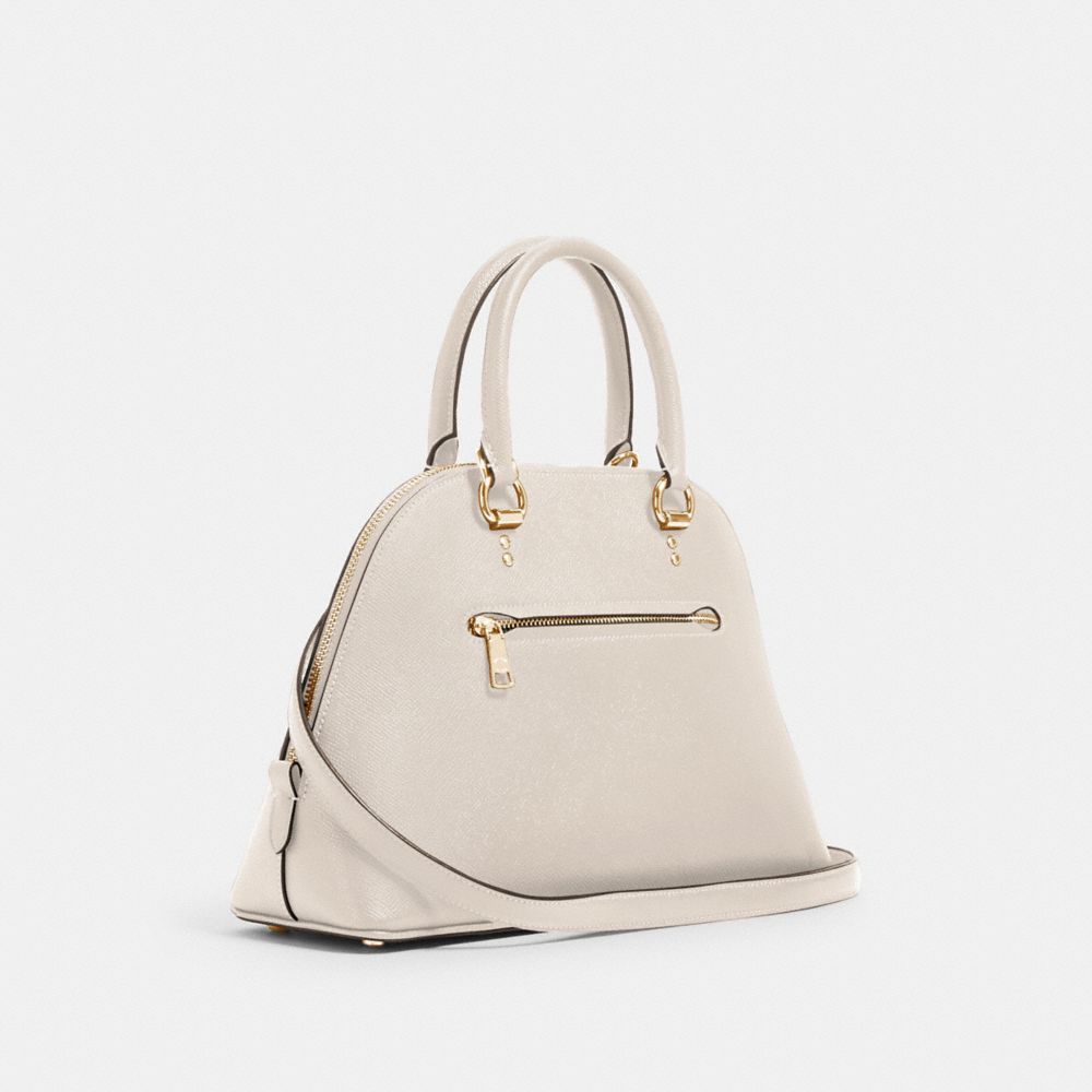 COACH®,KATY SATCHEL,Crossgrain Leather,Large,Gold/Chalk,Angle View