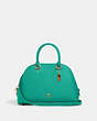 COACH®,KATY SATCHEL,Leather,Large,Gold/Green,Front View