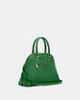 COACH®,KATY SATCHEL,Leather,Large,Gold/Kelly Green,Angle View