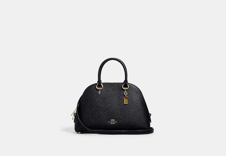COACH®,KATY SATCHEL,Leather,Large,Gold/Midnight,Front View
