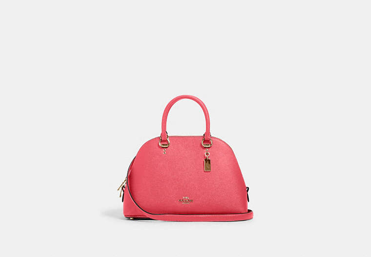 COACH®,KATY SATCHEL,Leather,Large,Gold/Electric Pink,Front View
