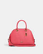 COACH®,KATY SATCHEL,Leather,Large,Gold/Electric Pink,Front View