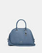 COACH®,KATY SATCHEL,Leather,Large,Silver/Indigo,Front View