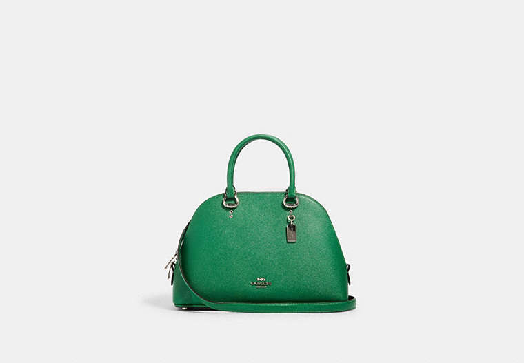 COACH®,KATY SATCHEL,Leather,Large,Silver/Shamrock,Front View