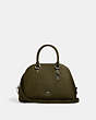 COACH®,KATY SATCHEL,Leather,Large,Silver/Cargo Green,Front View