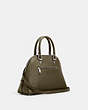 COACH®,KATY SATCHEL,Leather,Large,Silver/Cargo Green,Angle View
