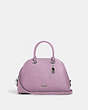 COACH®,KATY SATCHEL,Leather,Large,Silver/Violet Orchid,Front View