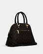 COACH®,KATY SATCHEL IN SIGNATURE CANVAS,pvc,Large,Gold/Brown Black,Angle View