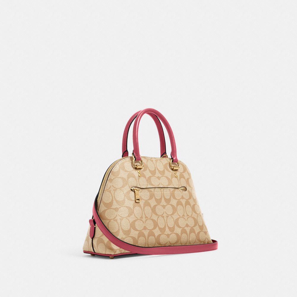 Coach Outlet Mini Katy Satchel Bag Charm In Signature Canvas in Natural