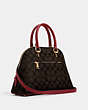 COACH®,KATY SATCHEL IN SIGNATURE CANVAS,pvc,Large,Gold/Brown 1941 Red,Angle View
