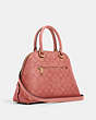 COACH®,KATY SATCHEL IN SIGNATURE CANVAS,pvc,Large,Gold/Candy Pink,Angle View