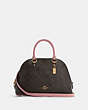 COACH®,KATY SATCHEL IN SIGNATURE CANVAS,pvc,Large,Gold/Brown Shell Pink,Front View