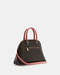 COACH®,KATY SATCHEL IN SIGNATURE CANVAS,pvc,Large,Gold/Brown Shell Pink,Angle View