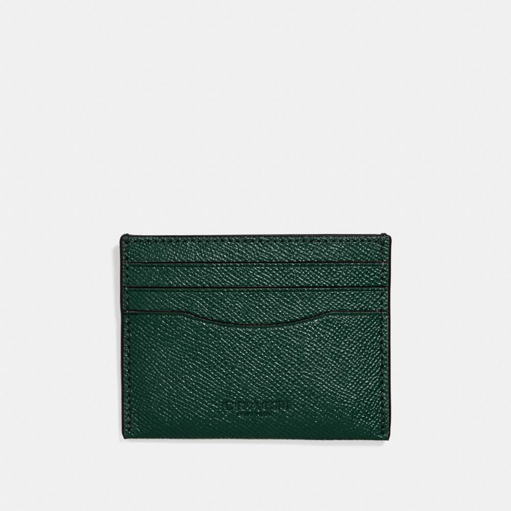 COACH®,CARD CASE,Leather,RACING GREEN,Front View image number 0