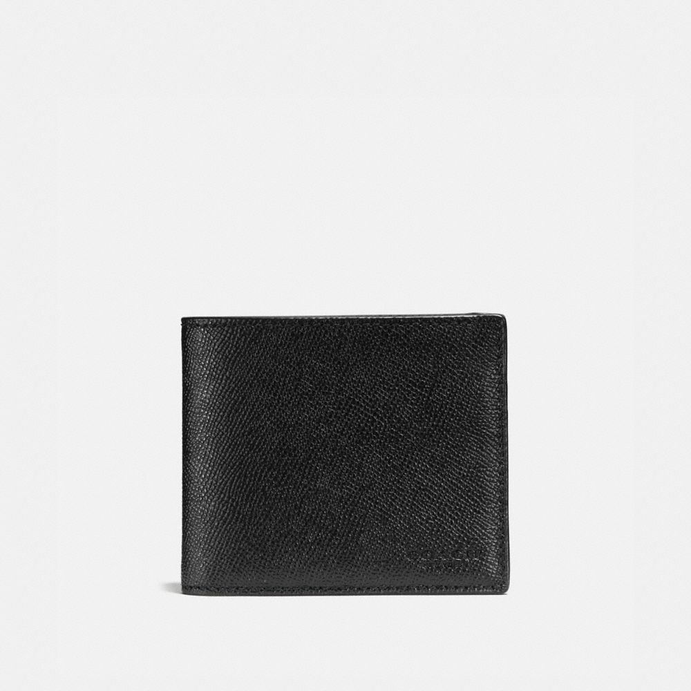 COACH®,3-IN-1 WALLET,pusplitleather,Black,Front View