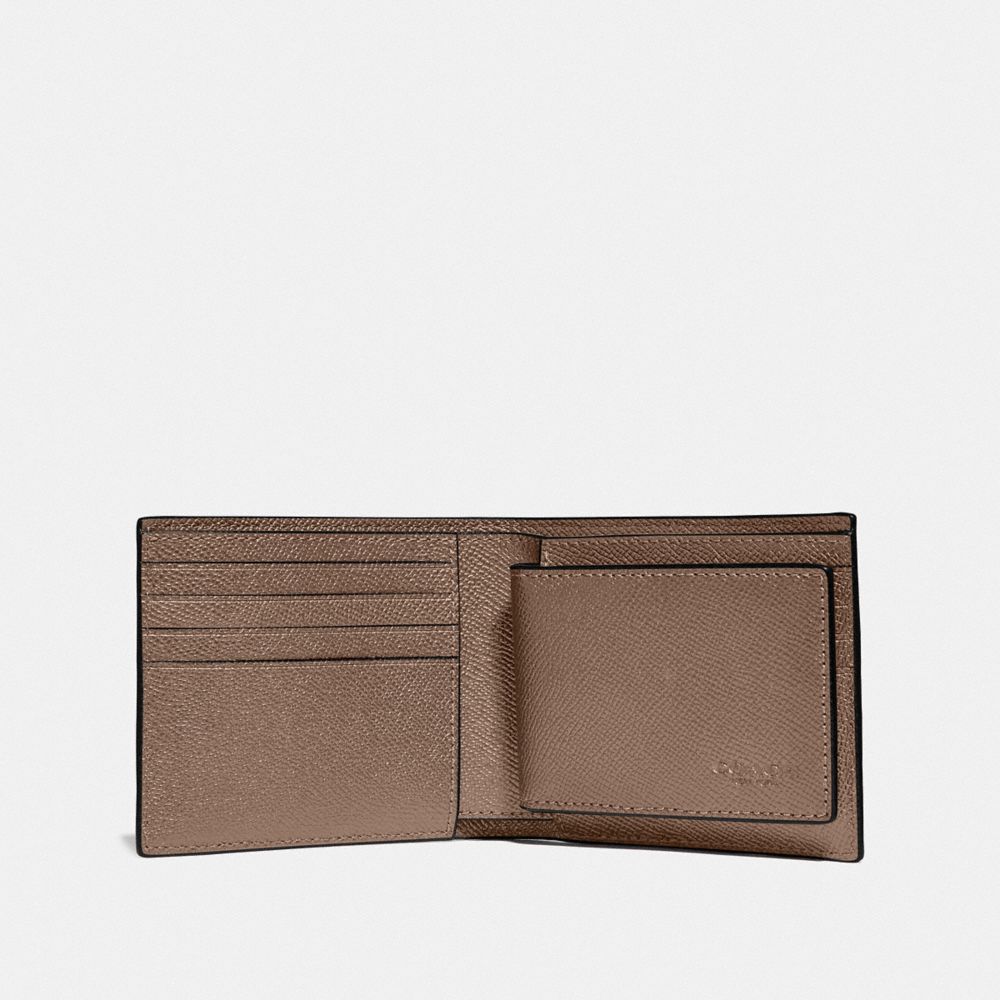 COACH®,PORTEFEUILLE 3 EN 1,pusplicuir,Elm,Inside View,Top View