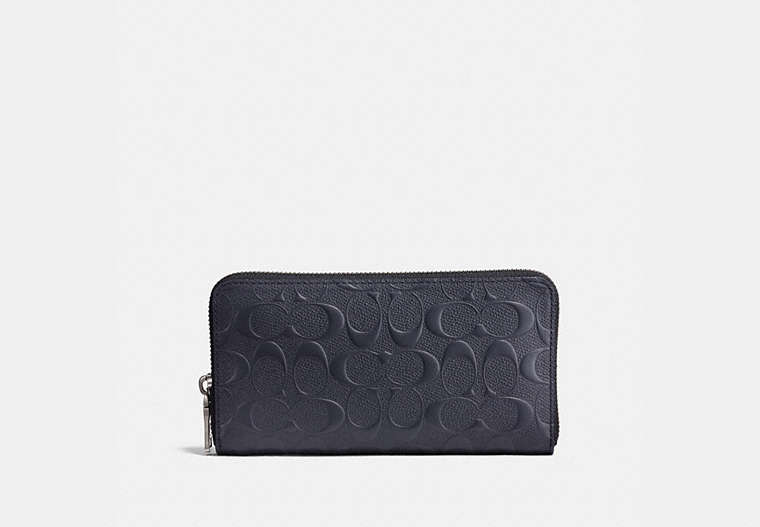 COACH®,ACCORDION WALLET IN SIGNATURE LEATHER,PU Split Leather,Mini,Midnight,Front View