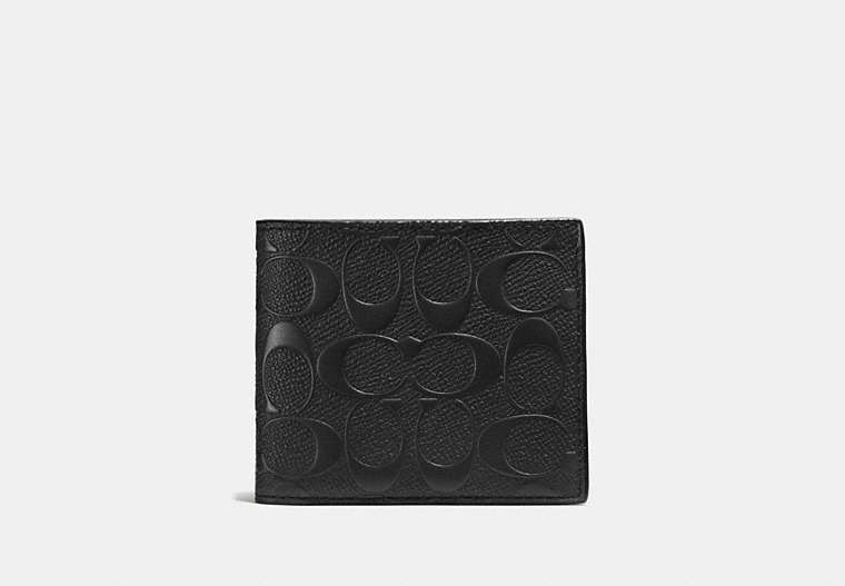 COACH®,3-IN-1 WALLET IN SIGNATURE LEATHER,PU Split Leather,Black,Front View image number 0