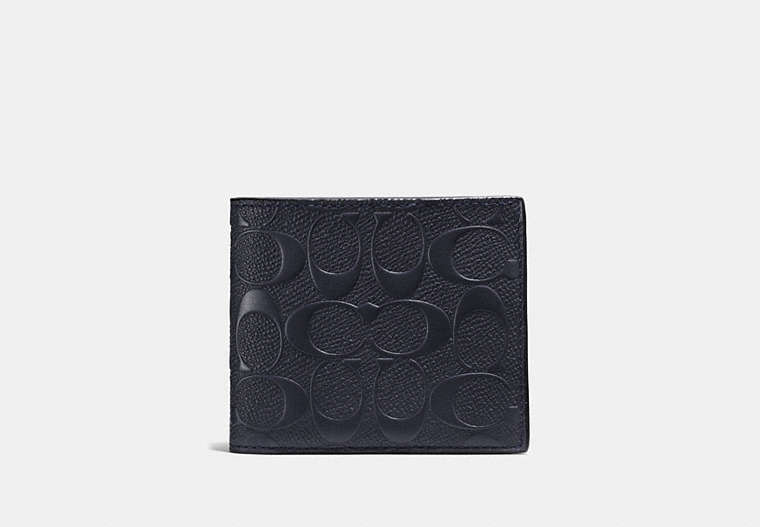 COACH®,3-IN-1 WALLET IN SIGNATURE LEATHER,PU Split Leather,Midnight,Front View