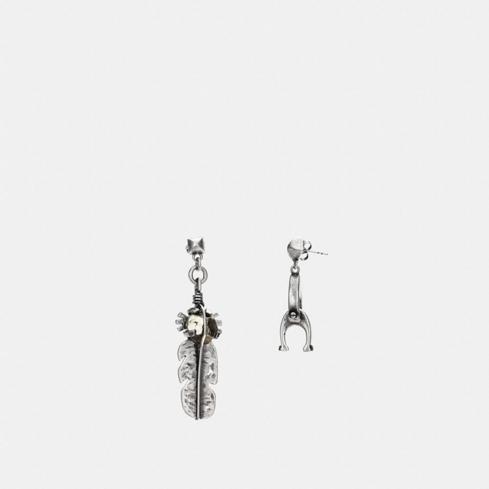 Signature Chain Link Drop And Feather Earrings