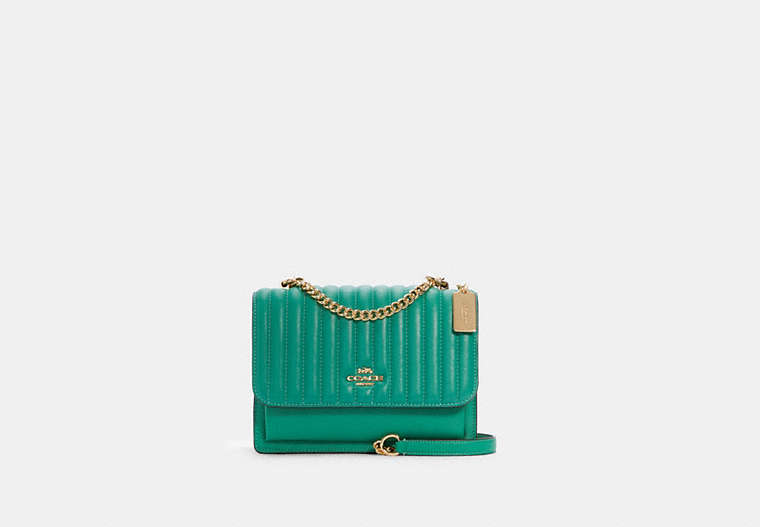 COACH®,KLARE CROSSBODY BAG WITH LINEAR QUILTING,Leather,Medium,Gold/Green,Front View