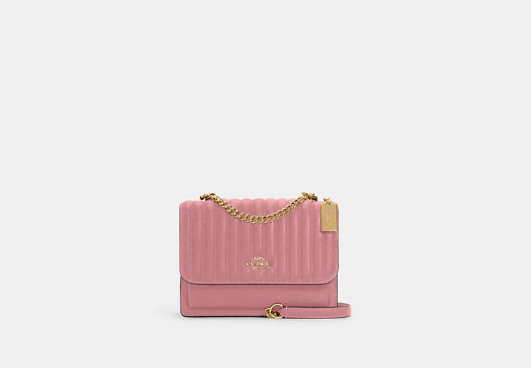 COACH®,KLARE CROSSBODY WITH LINEAR QUILTING,Leather,Medium,Gold/True Pink,Front View