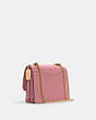 COACH®,KLARE CROSSBODY WITH LINEAR QUILTING,Leather,Medium,Gold/True Pink,Angle View