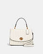 COACH®,TILLY TOP HANDLE WITH LINEAR QUILTING,Leather,Gold/Chalk,Front View