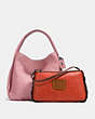 COACH®,BANDIT HOBO 39 WITH TEA ROSE,Leather,Large,Black Copper/Dusty Rose,Angle View