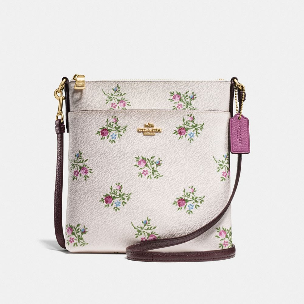 Messenger Crossbody With Cross Stitch Floral Print