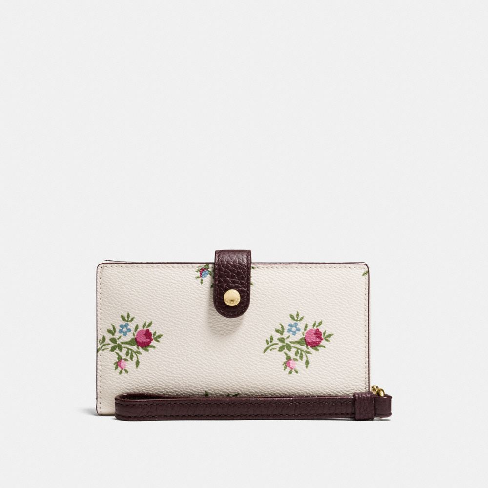 Phone Wristlet With Cross Stitch Floral Print