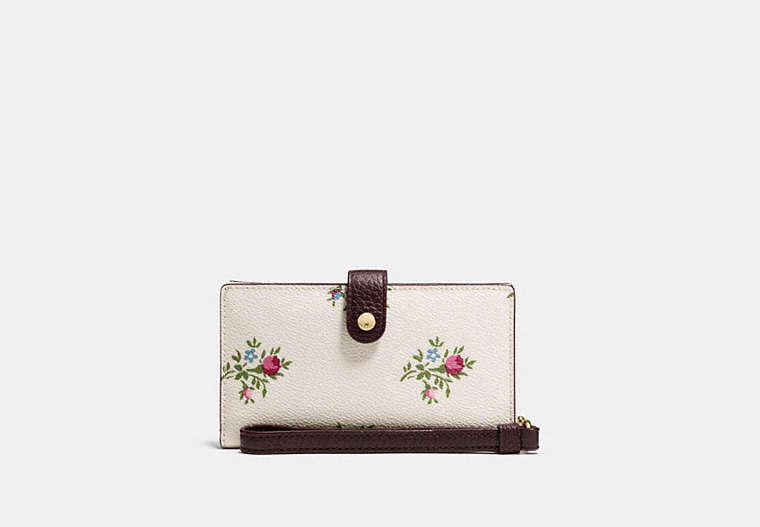 Phone Wristlet With Cross Stitch Floral Print