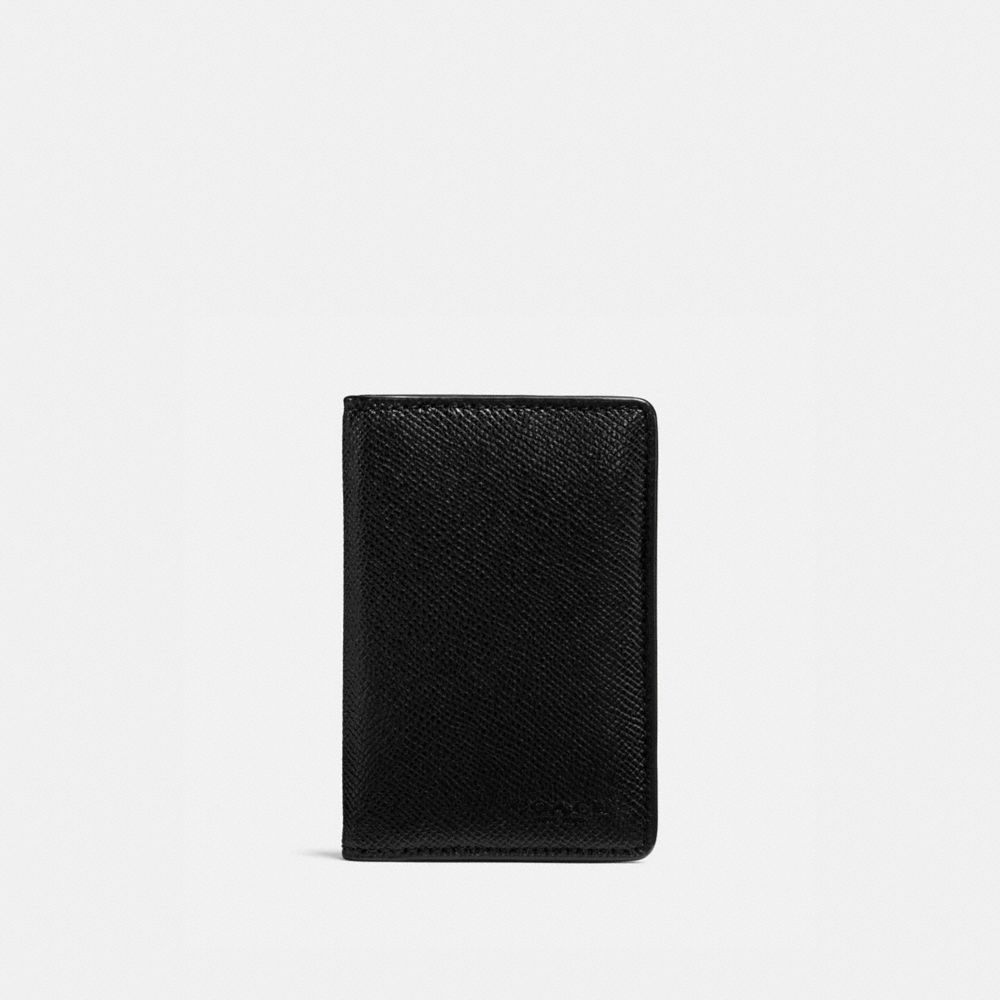 COACH®,CARD WALLET,Leather,Black,Front View