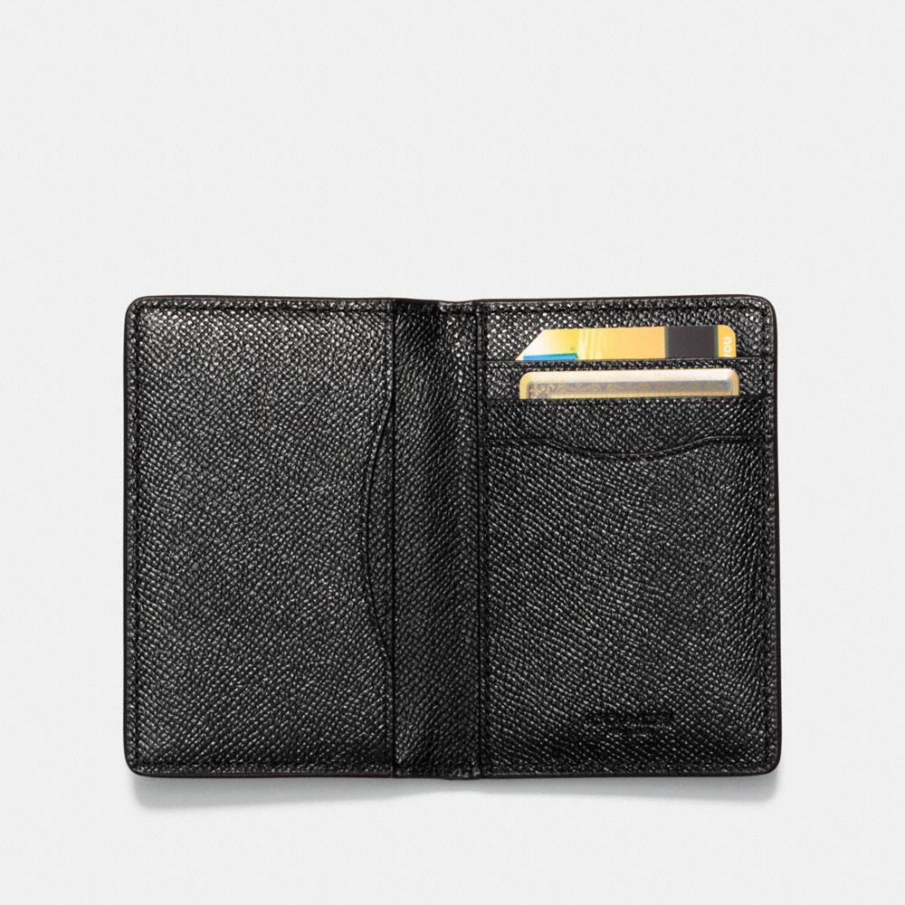 COACH®,CARD WALLET,Leather,Black,Inside View,Top View