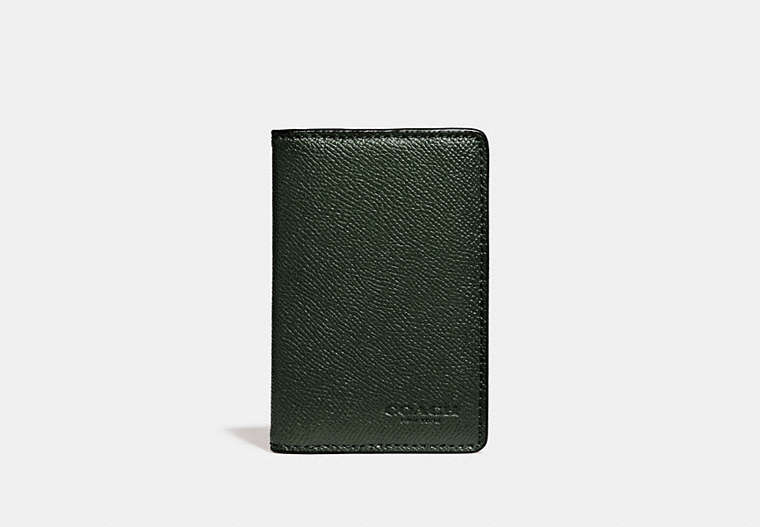 COACH®,CARD WALLET,Leather,RACING GREEN,Front View