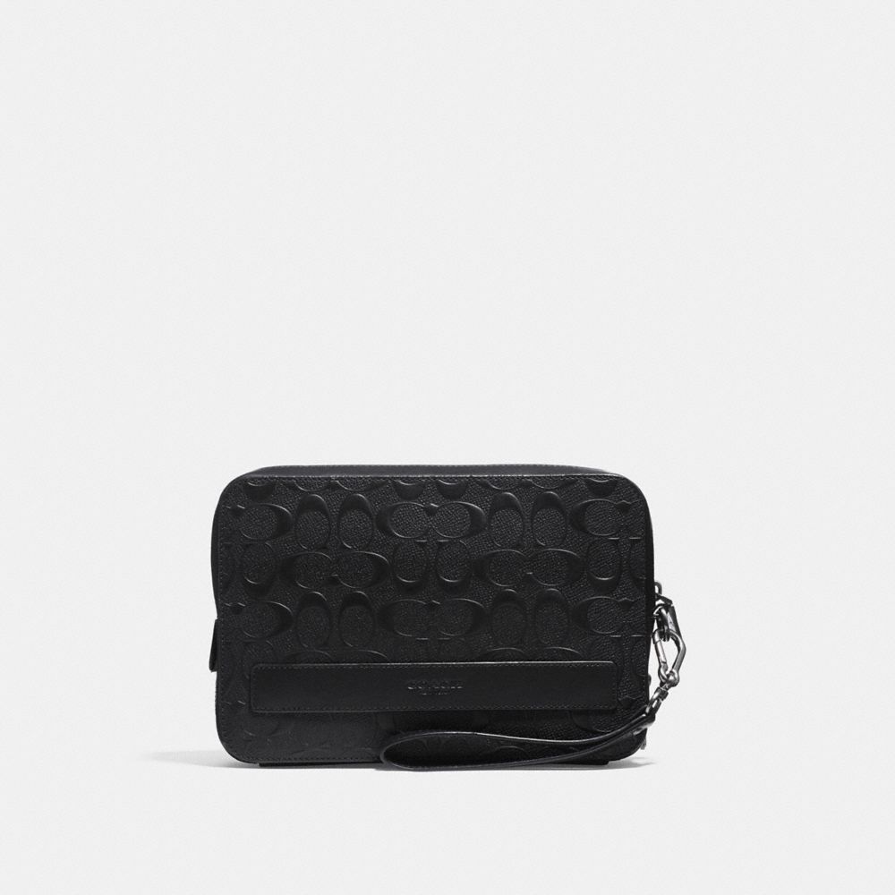 COACH®,Pouchette In Signature Leather,,Front View